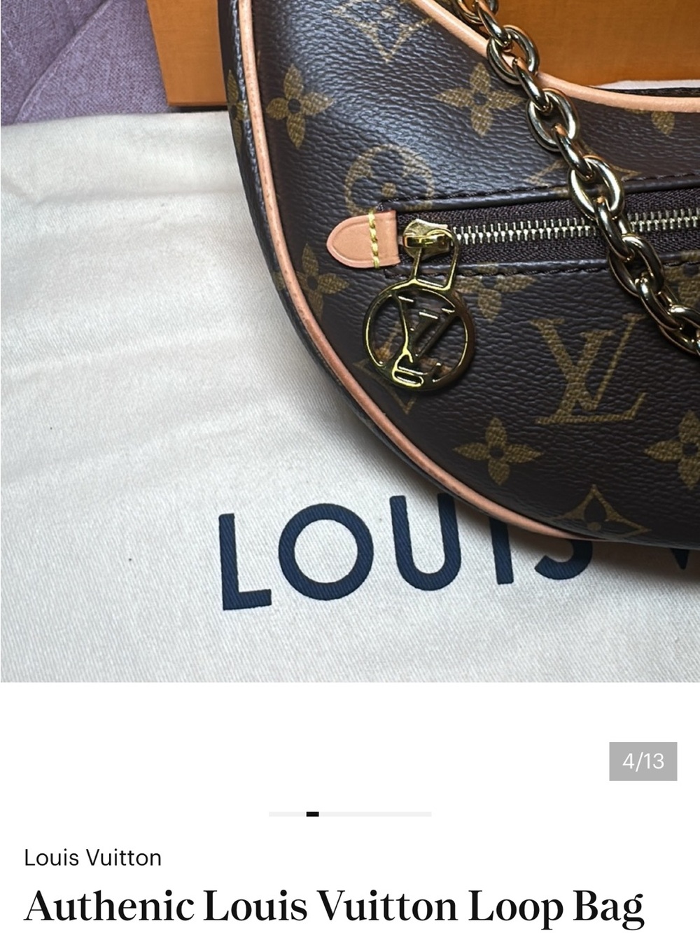 Authenic Louis Vuitton Monogram Loop Pm Shoulder Bag with Gold Chain - Picture 12 of 13